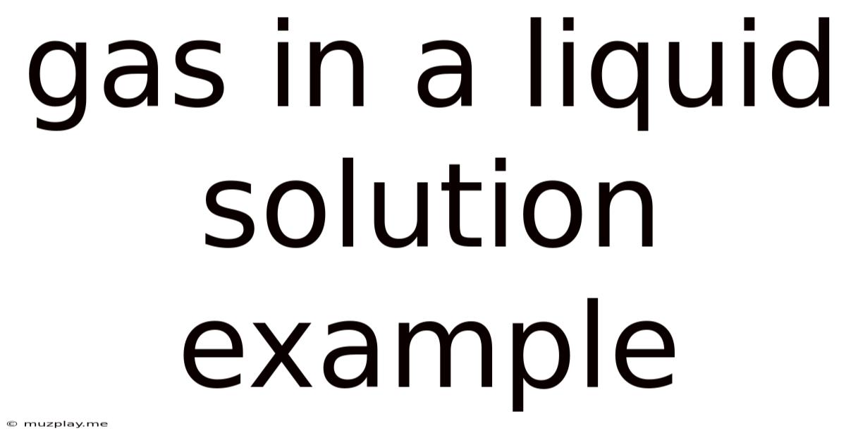 Gas In A Liquid Solution Example