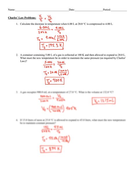 Gas Laws Practice Problems With Answers