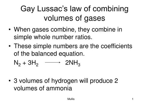 Gay Lussac's Law Of Combining Volumes