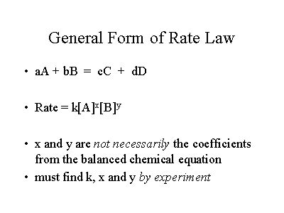 General Form Of A Rate Law