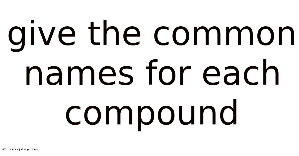 Give The Common Names For Each Compound