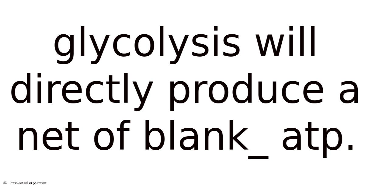 Glycolysis Will Directly Produce A Net Of Blank_ Atp.