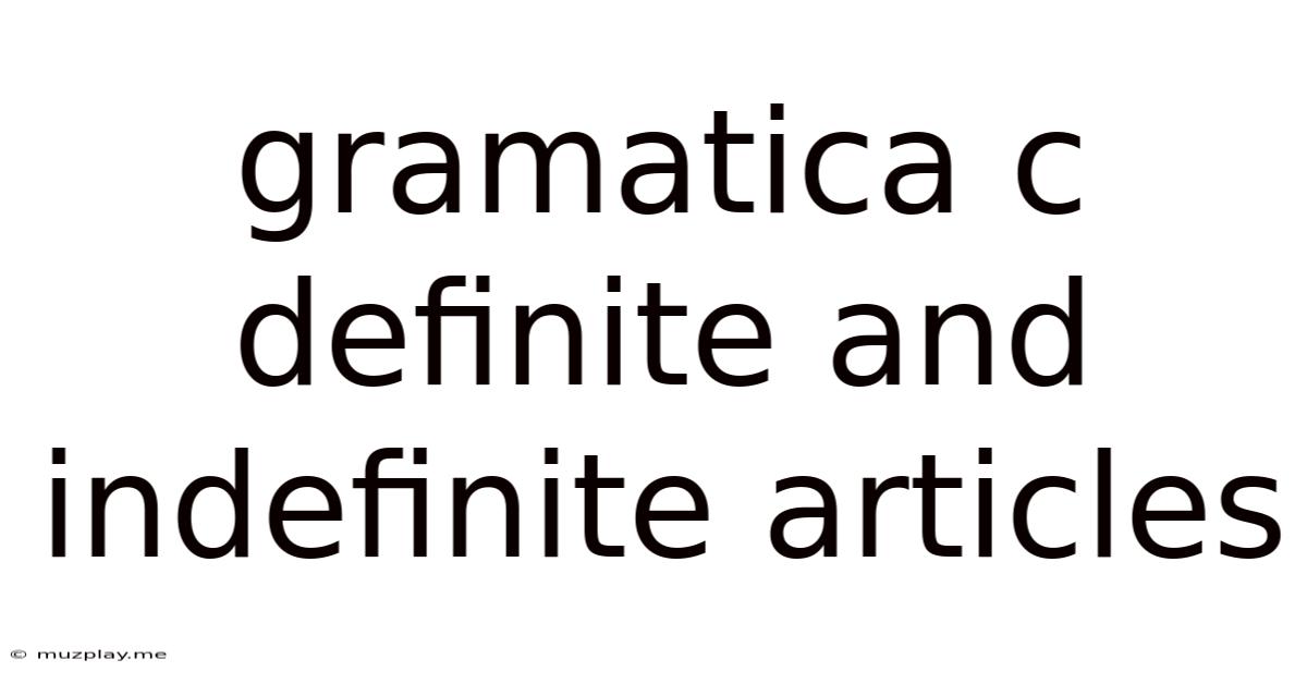 Gramatica C Definite And Indefinite Articles