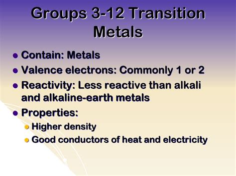 Groups 3-12 Contain Metals Known As