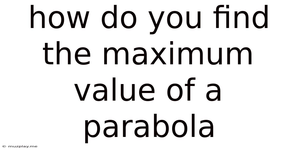 How Do You Find The Maximum Value Of A Parabola