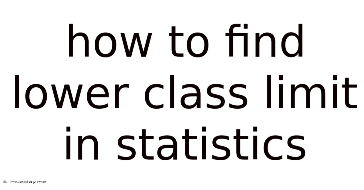 How To Find Lower Class Limit In Statistics