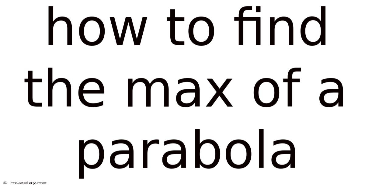 How To Find The Max Of A Parabola