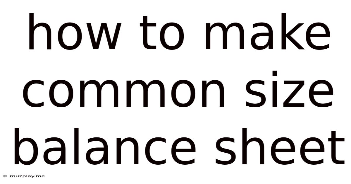 How To Make Common Size Balance Sheet