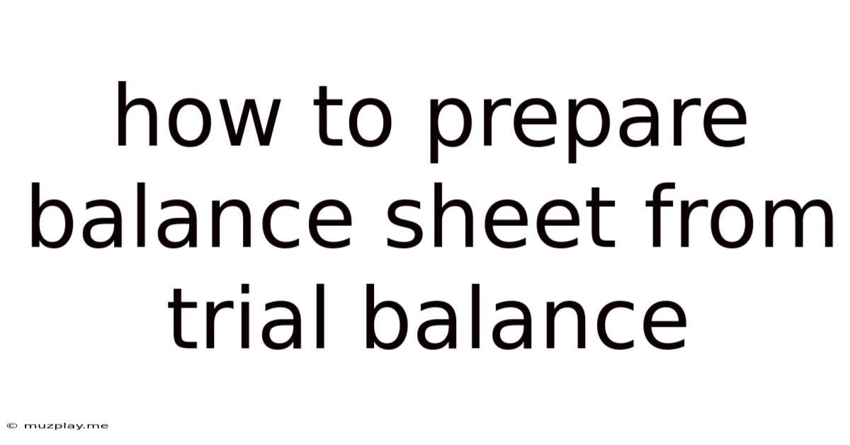 How To Prepare Balance Sheet From Trial Balance