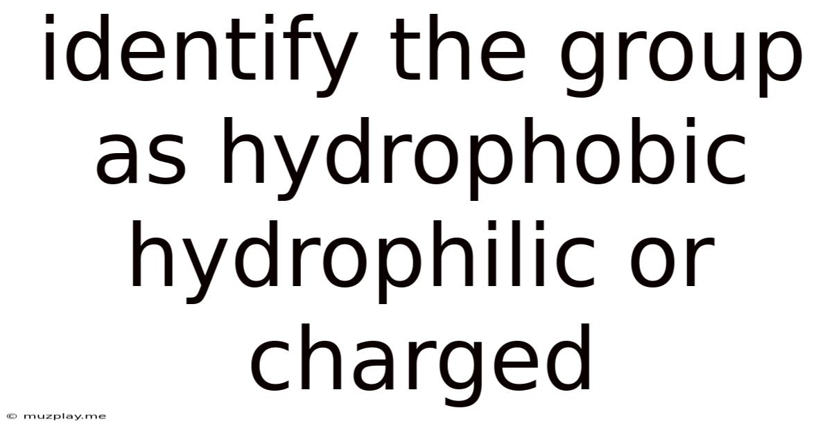 Identify The Group As Hydrophobic Hydrophilic Or Charged