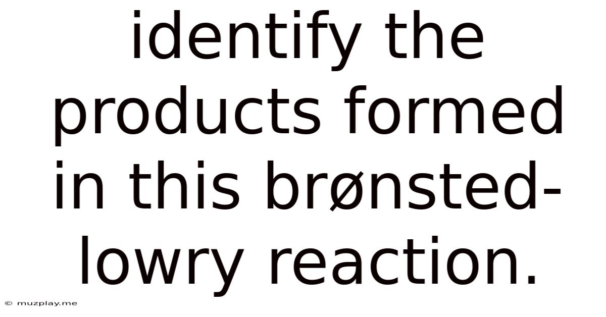 Identify The Products Formed In This Brønsted-lowry Reaction.