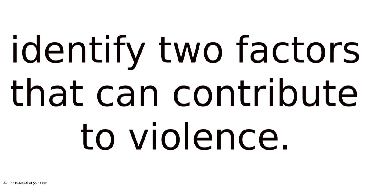 Identify Two Factors That Can Contribute To Violence.