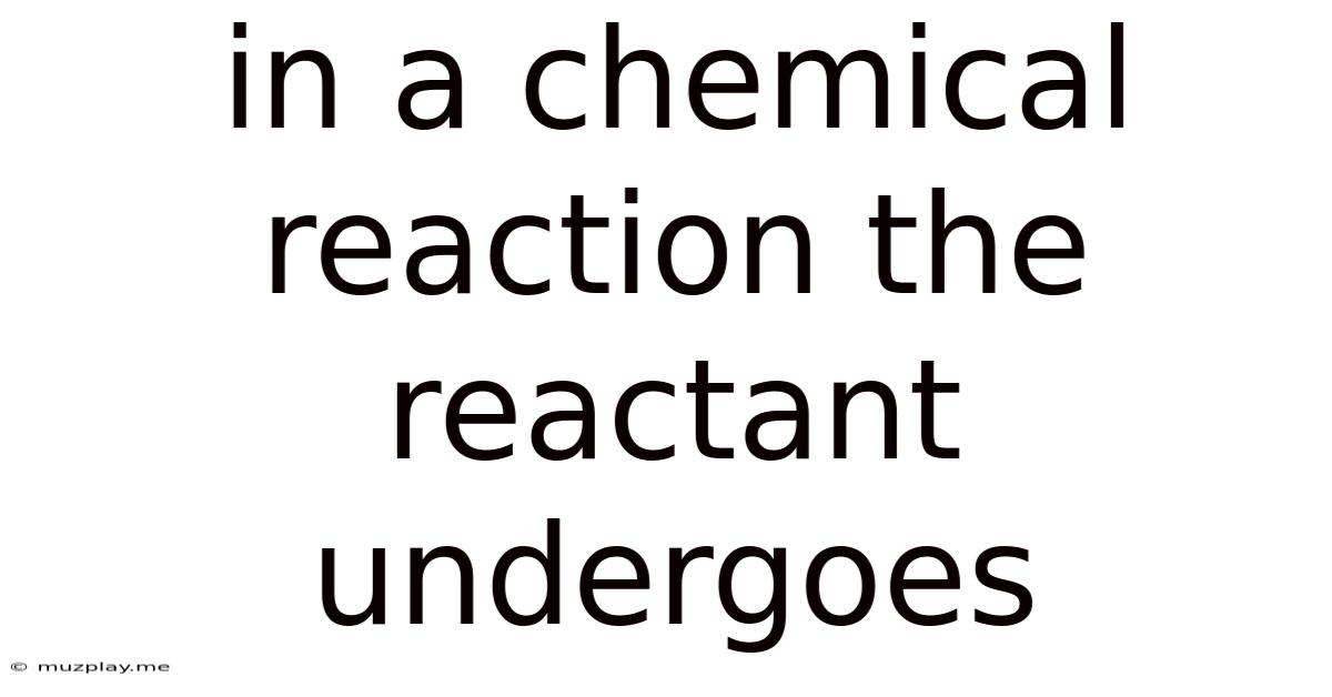 In A Chemical Reaction The Reactant Undergoes