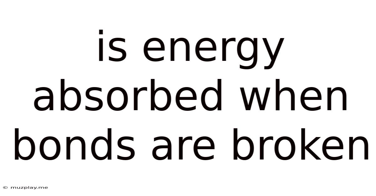 Is Energy Absorbed When Bonds Are Broken