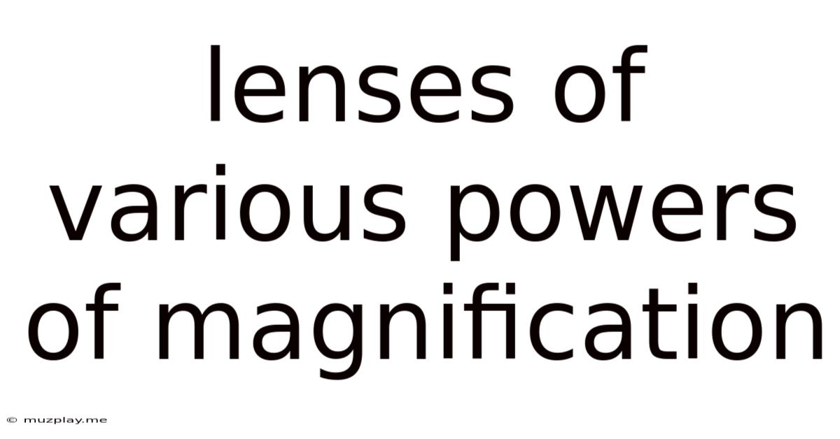 Lenses Of Various Powers Of Magnification