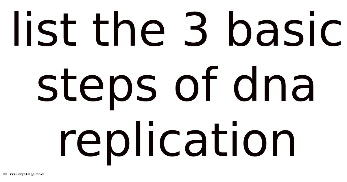 List The 3 Basic Steps Of Dna Replication