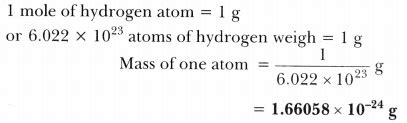 Mass Of A Single Hydrogen Atom