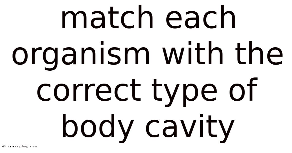 Match Each Organism With The Correct Type Of Body Cavity
