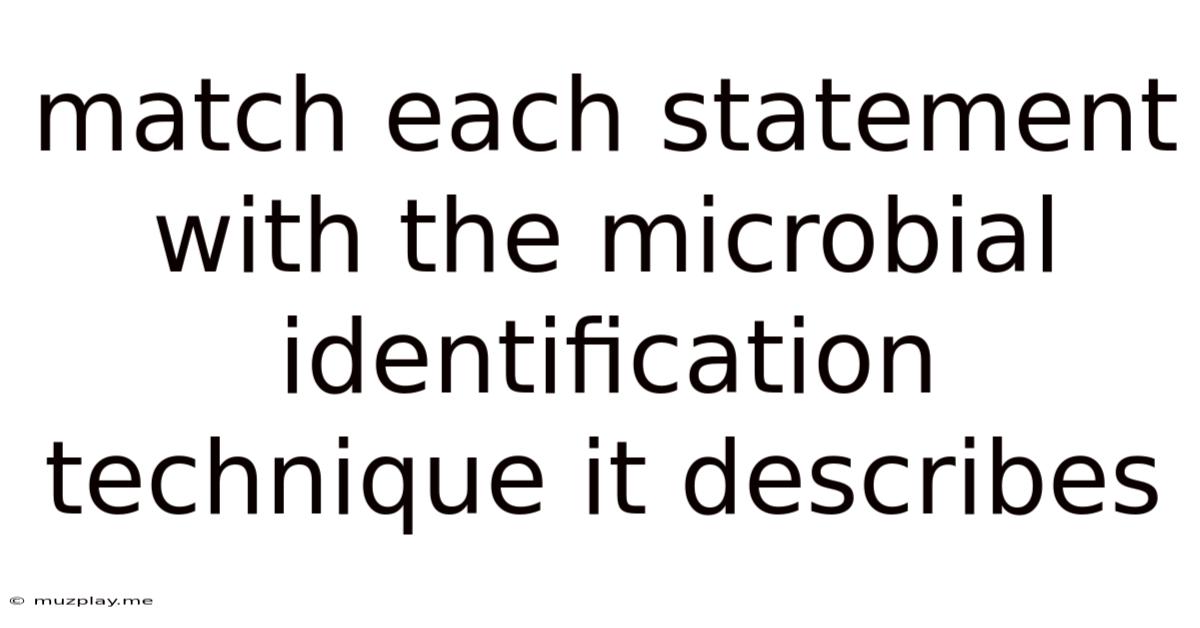 Match Each Statement With The Microbial Identification Technique It Describes