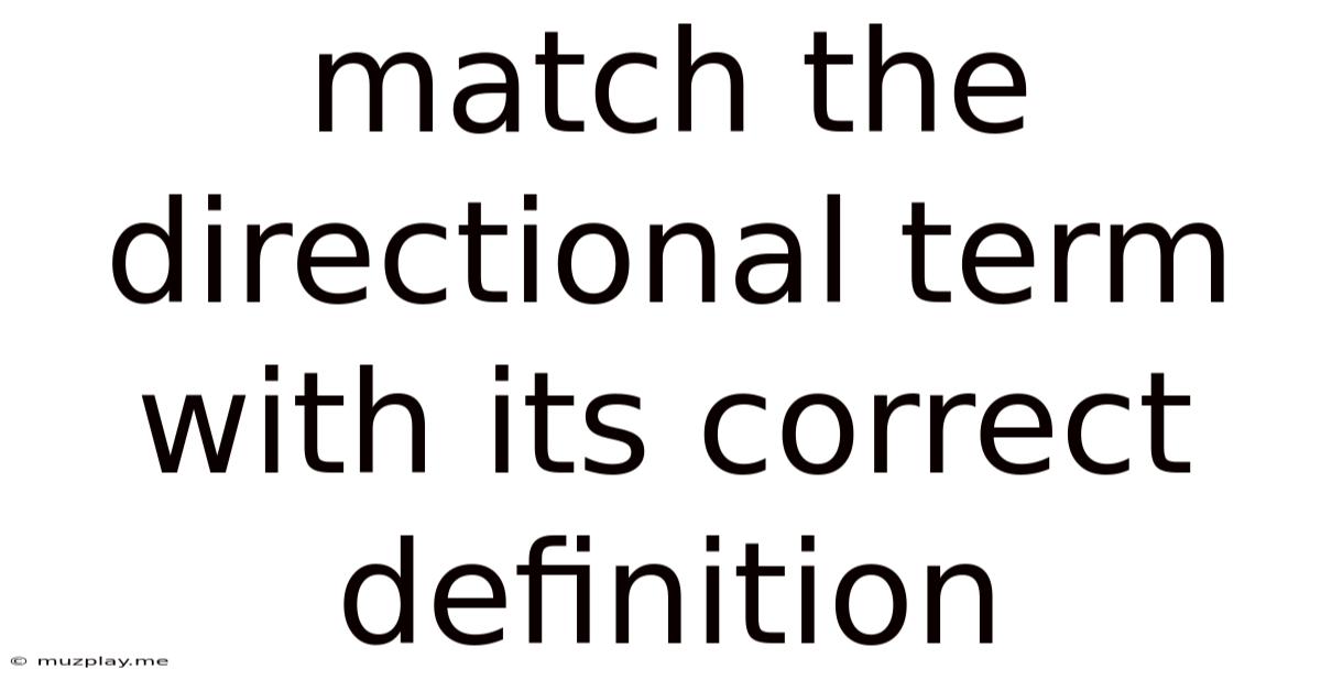 Match The Directional Term With Its Correct Definition