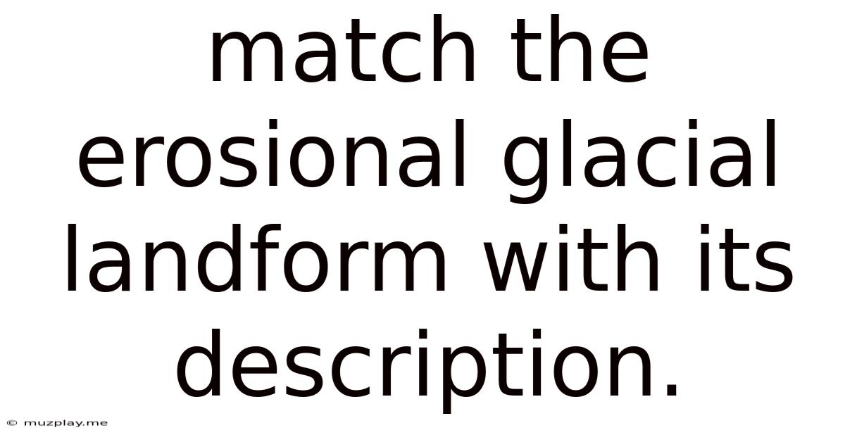 Match The Erosional Glacial Landform With Its Description.
