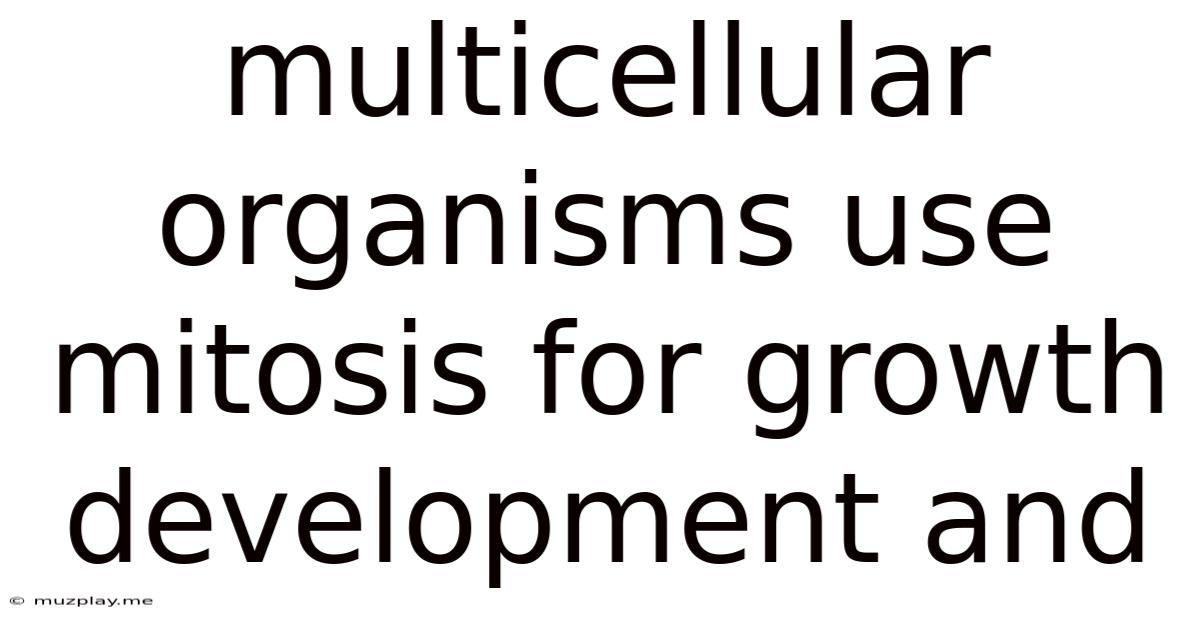 Multicellular Organisms Use Mitosis For Growth Development And