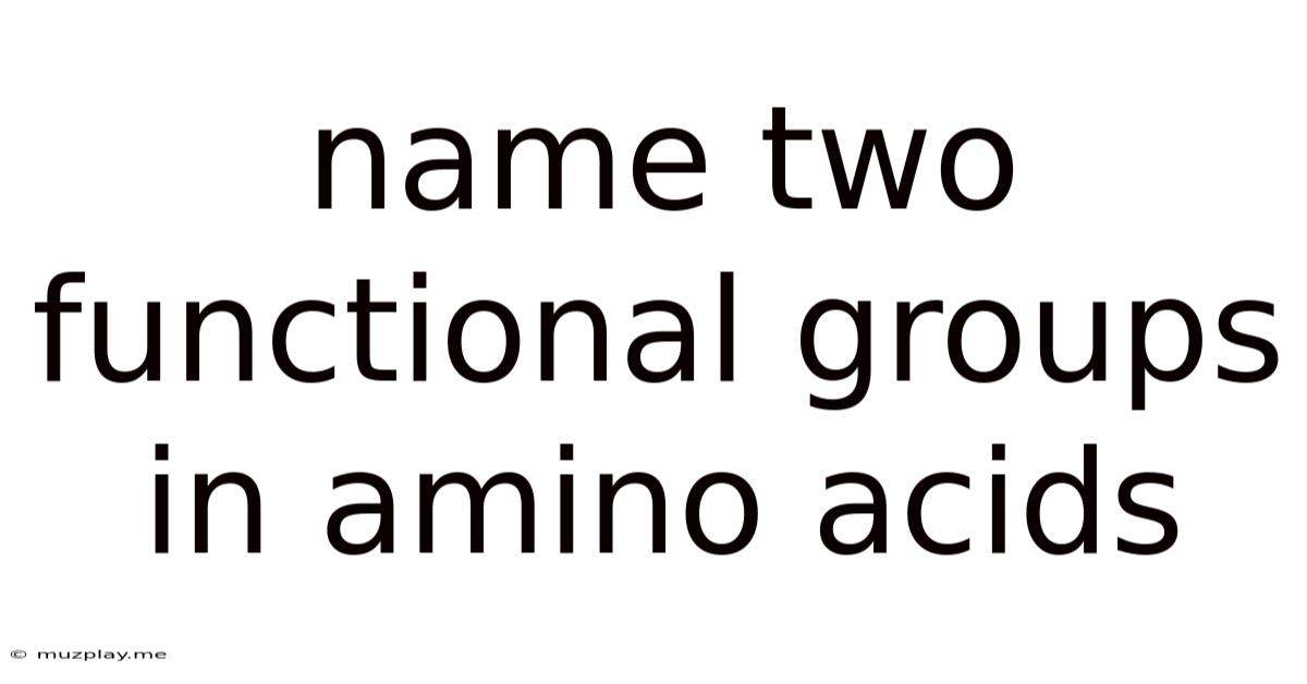 Name Two Functional Groups In Amino Acids