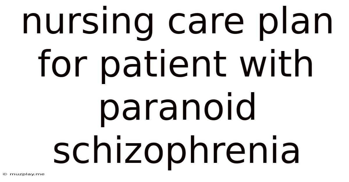 Nursing Care Plan For Patient With Paranoid Schizophrenia