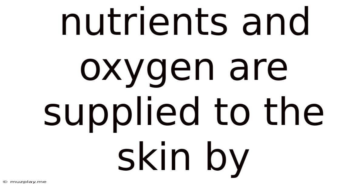Nutrients And Oxygen Are Supplied To The Skin By