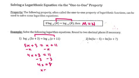 One To One Property Of Logarithms