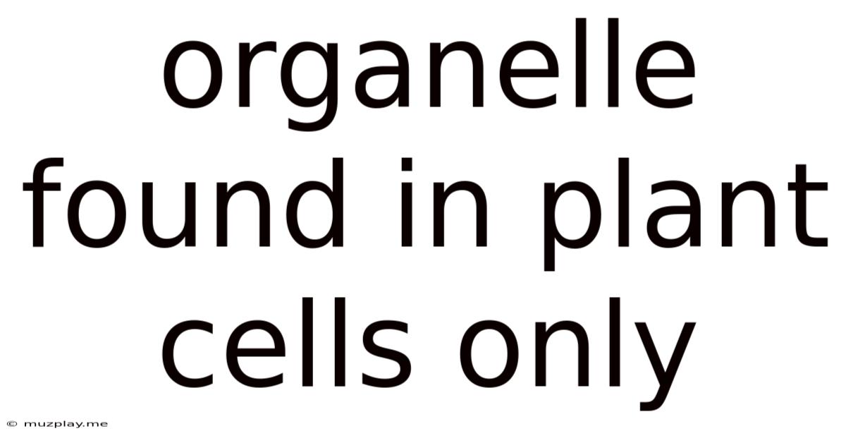 Organelle Found In Plant Cells Only