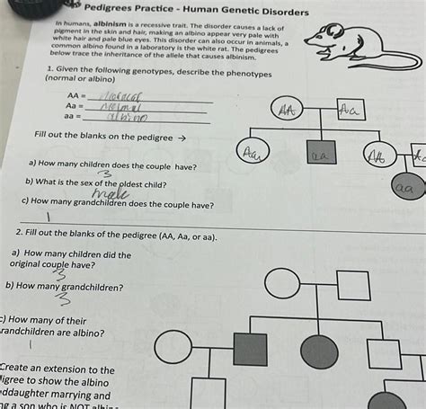 Pedigrees Practice - Human Genetic Disorders