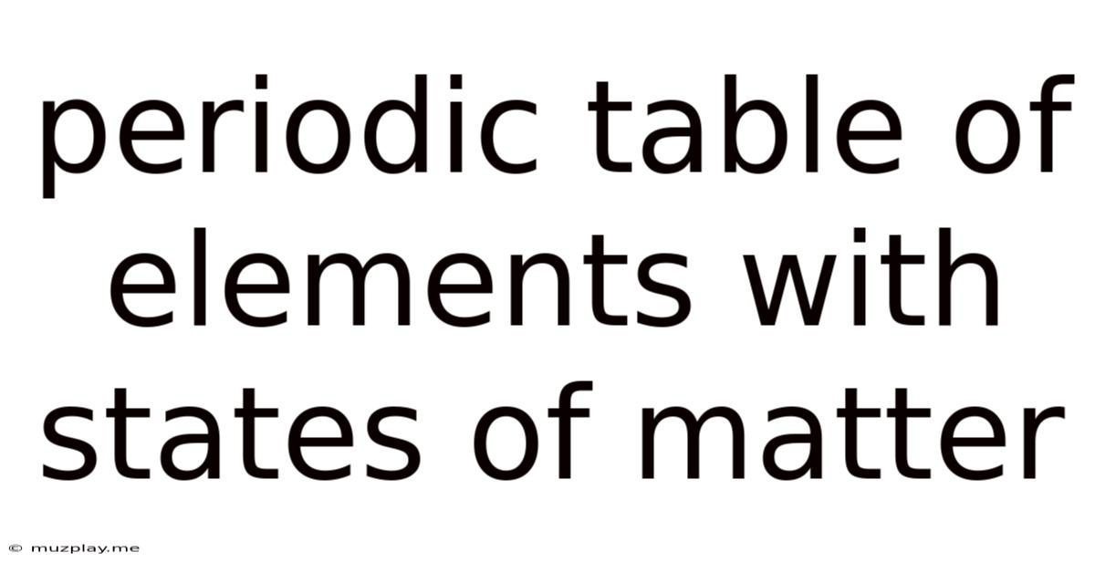 Periodic Table Of Elements With States Of Matter
