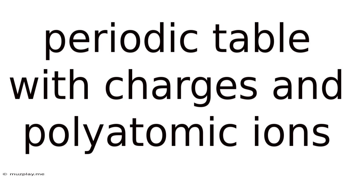 Periodic Table With Charges And Polyatomic Ions