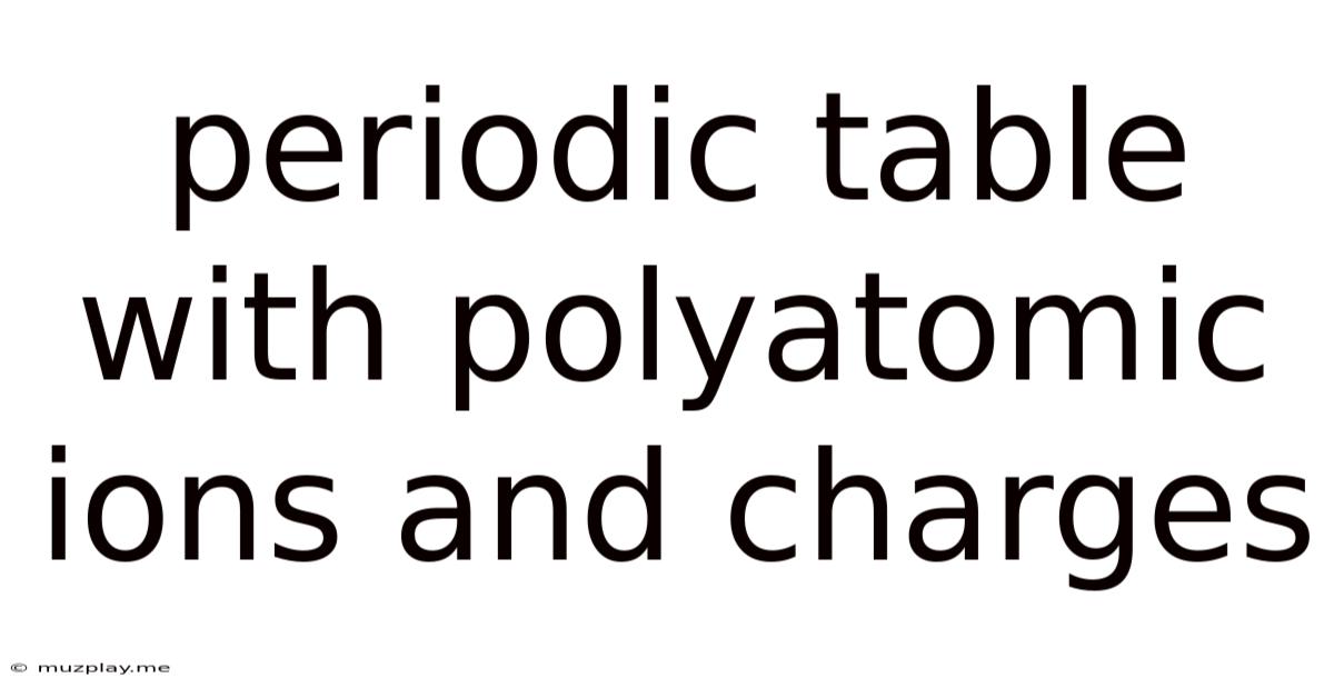 Periodic Table With Polyatomic Ions And Charges