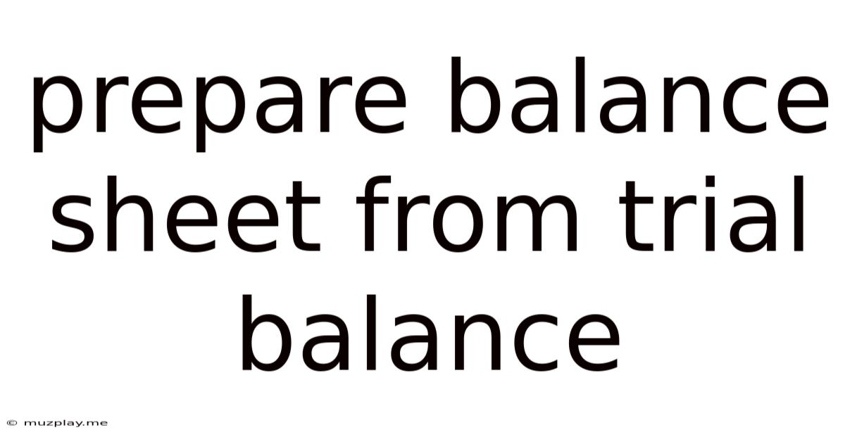 Prepare Balance Sheet From Trial Balance