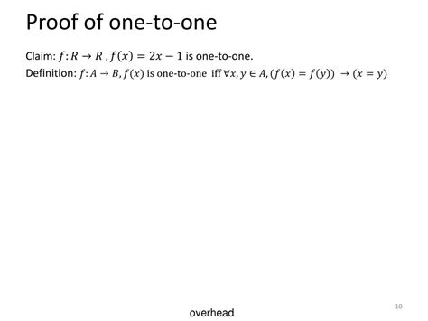 Proof Of One To One Function