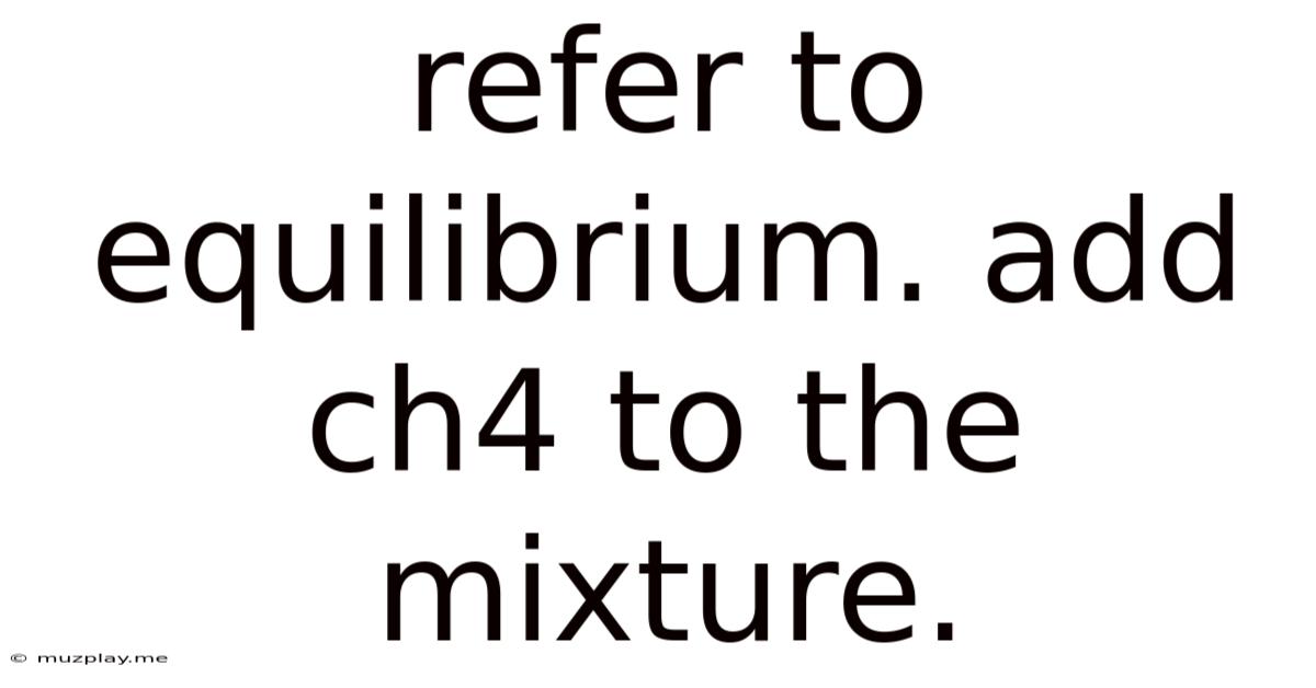 Refer To Equilibrium. Add Ch4 To The Mixture.