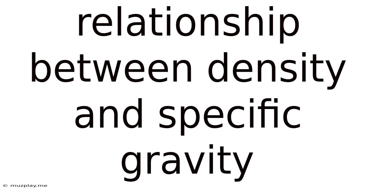 Relationship Between Density And Specific Gravity