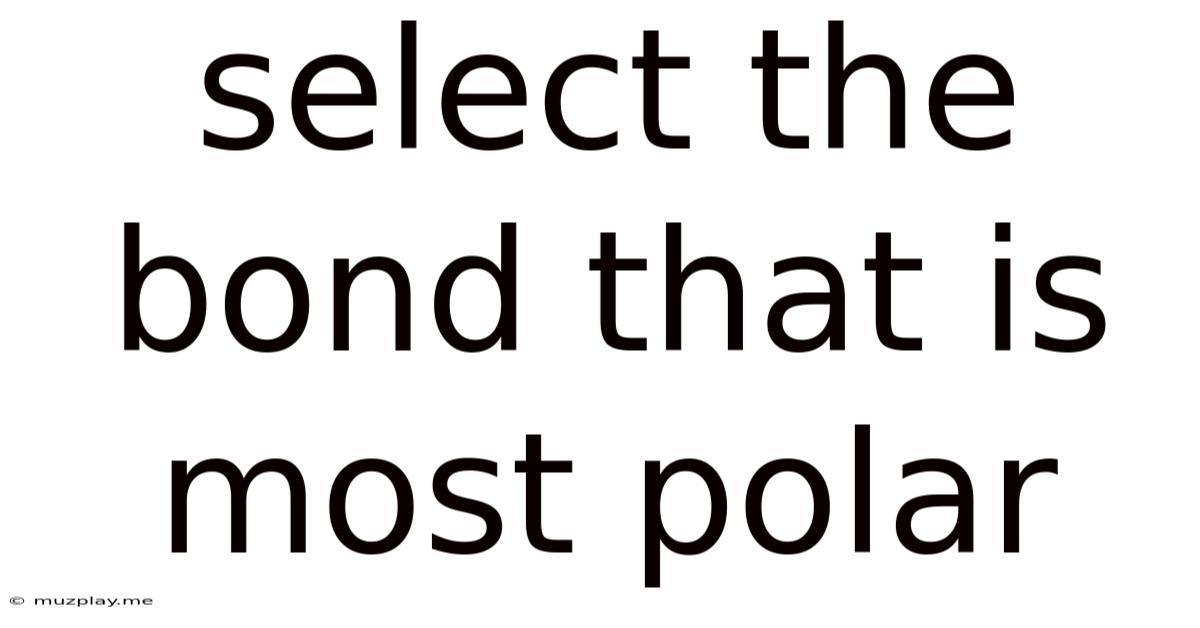 Select The Bond That Is Most Polar