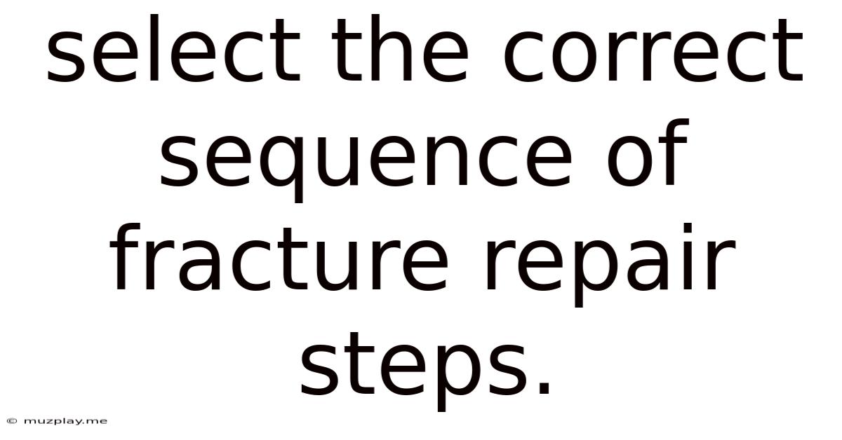 Select The Correct Sequence Of Fracture Repair Steps.