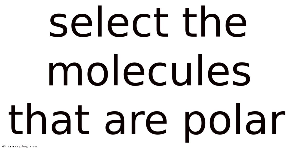 Select The Molecules That Are Polar