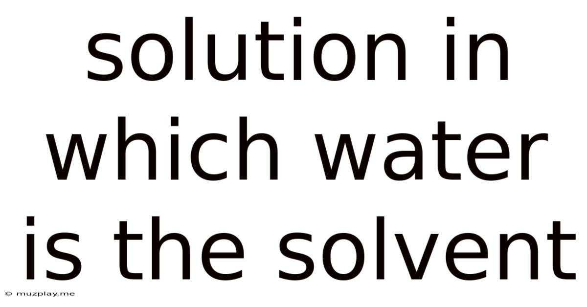 Solution In Which Water Is The Solvent