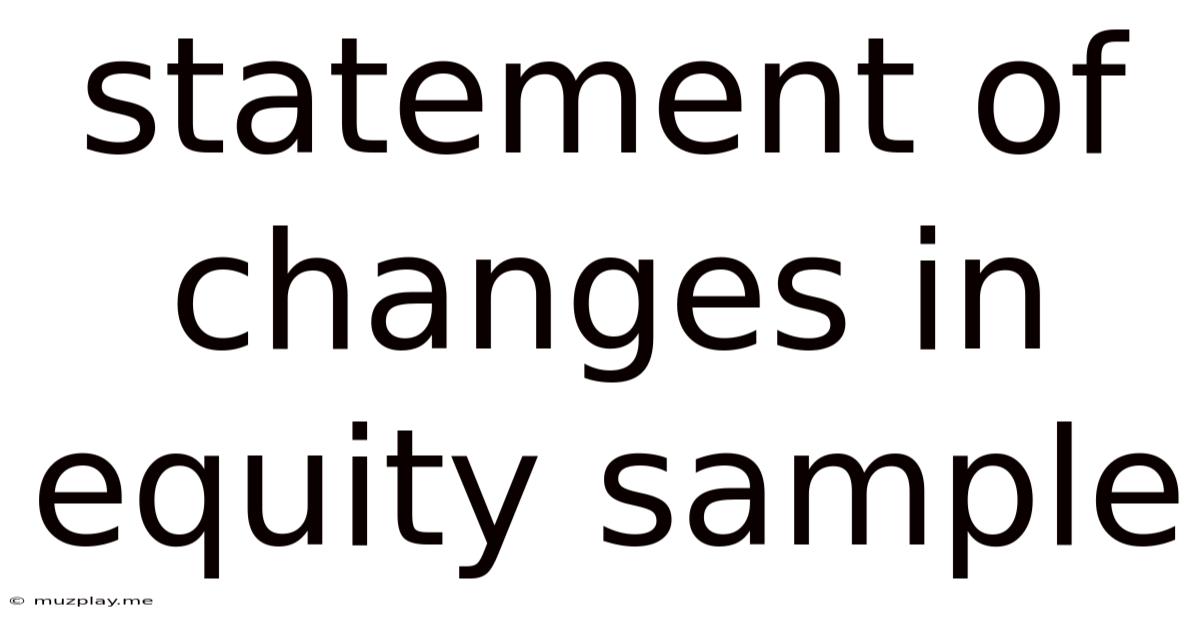 Statement Of Changes In Equity Sample