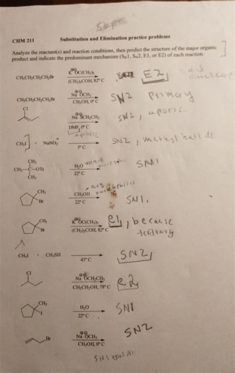 Substitution And Elimination Reactions Practice Problems