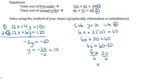 Systems Of Linear Equations Application Problems