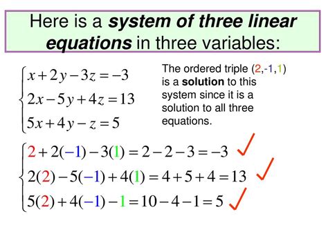 Systems Of Linear Equations In Three Variables