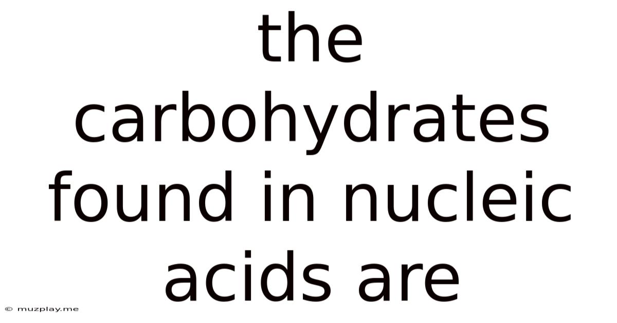 The Carbohydrates Found In Nucleic Acids Are