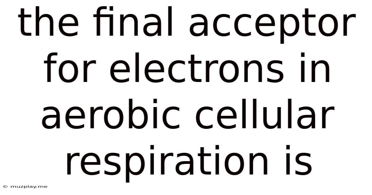 The Final Acceptor For Electrons In Aerobic Cellular Respiration Is