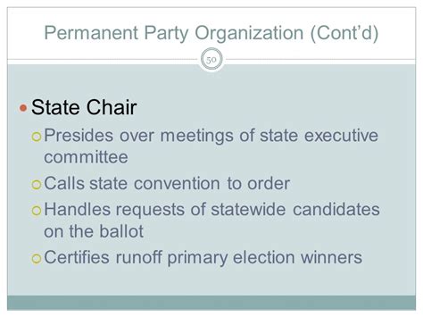 The Permanent Party Organization Consists Of